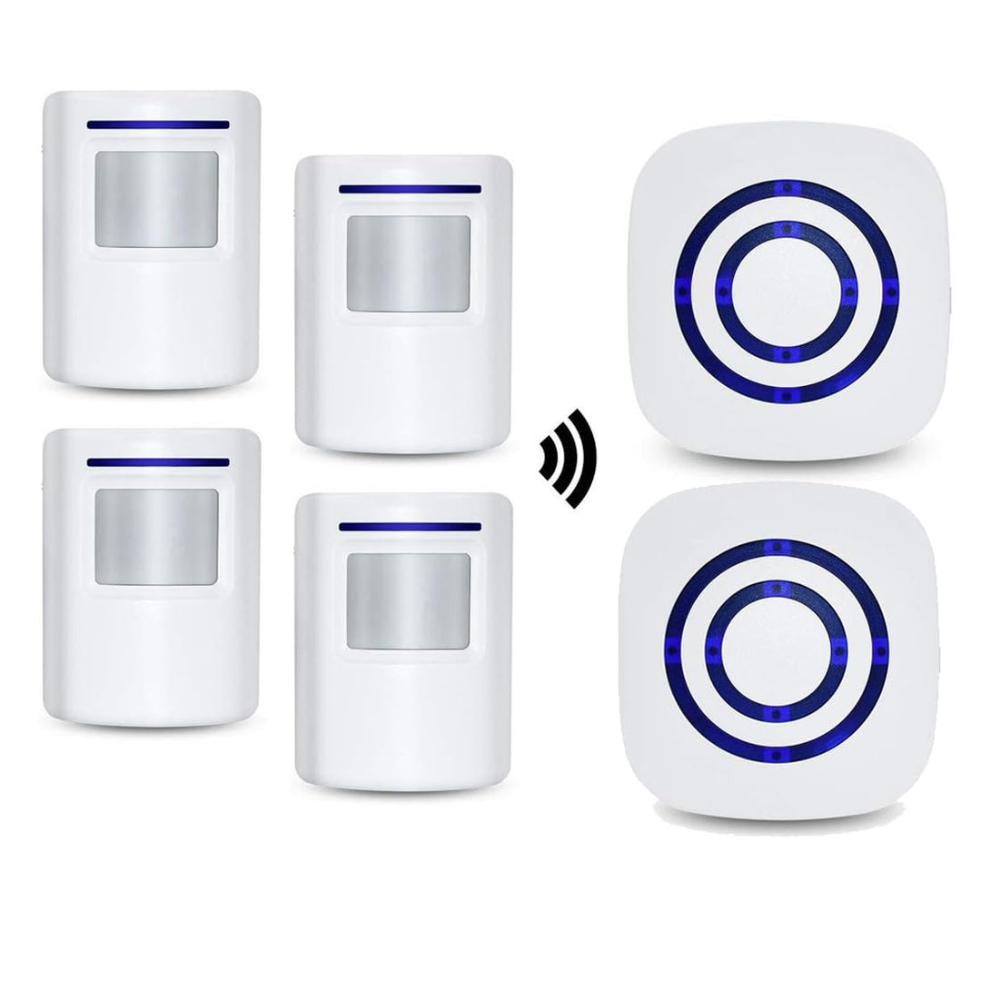 Bewegungsmelder Durchgangsmelder Alarm Katzenklingel Funkalarmanlage Set mit Plug-in-Empfänger und P