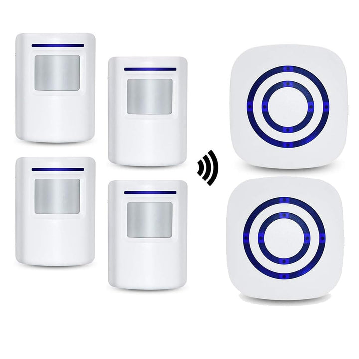 Bewegungsmelder Durchgangsmelder Alarm Katzenklingel Funkalarmanlage Set mit Plug-in-Empfänger und P