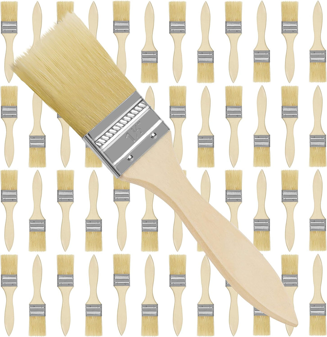 Kurtzy Pinselset (48 STK) – 3,81 cm Profi Malerpinsel mit Holzgriff, Pinsel Set für Farben, Lack, Be