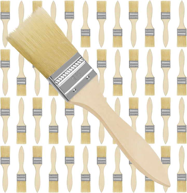 Kurtzy Pinselset (48 STK) – 3,81 cm Profi Malerpinsel mit Holzgriff, Pinsel Set für Farben, Lack, Be