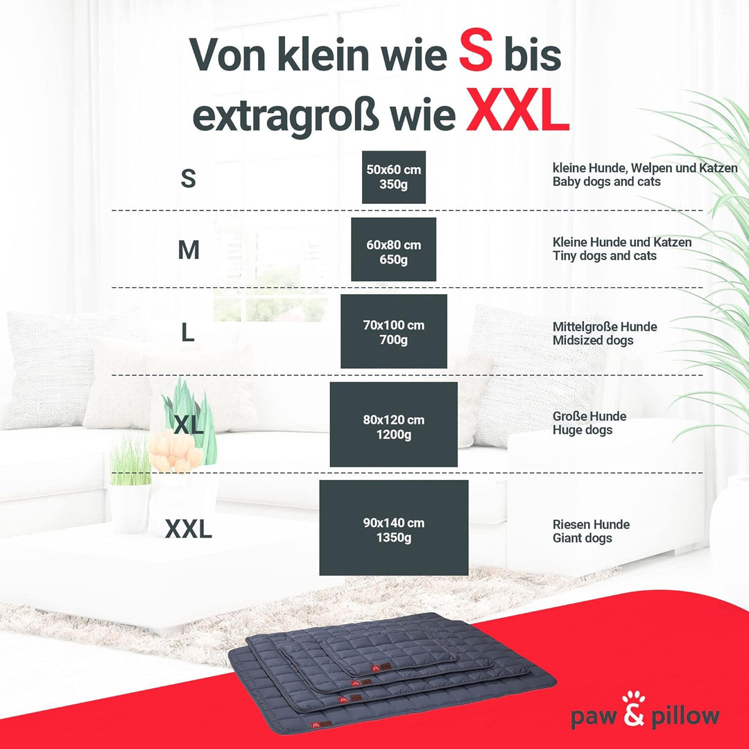 paw & pillow Hundematte für Auto, Indoor & Outdoor - Hundedecke Kratz und Kochfest bis 95° Grad, Grö
