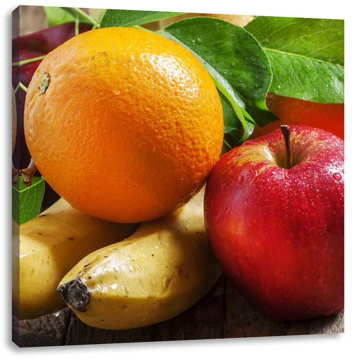 Frisches leckeres Obst, Format: 70x70 auf Leinwand, XXL riesige Bilder fertig gerahmt mit Keilrahmen