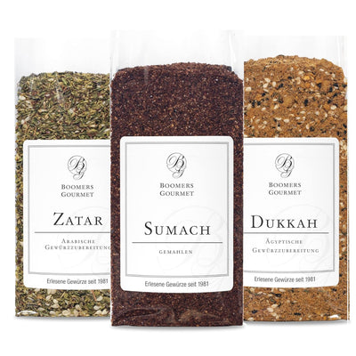 Boomers Gourmet - Orientalische Gewürze Set, Sumach Gewürz I Dukkah Gewürzmischung I Zatar Gewürzmis