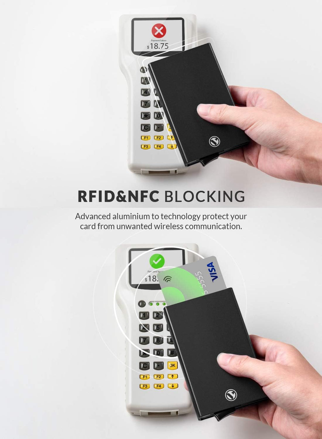 VULKIT Kartenetui Metall mit RFID NFC Schutz Karten Geldbörse Herren Geldbeutel Doppelt Karten Etui