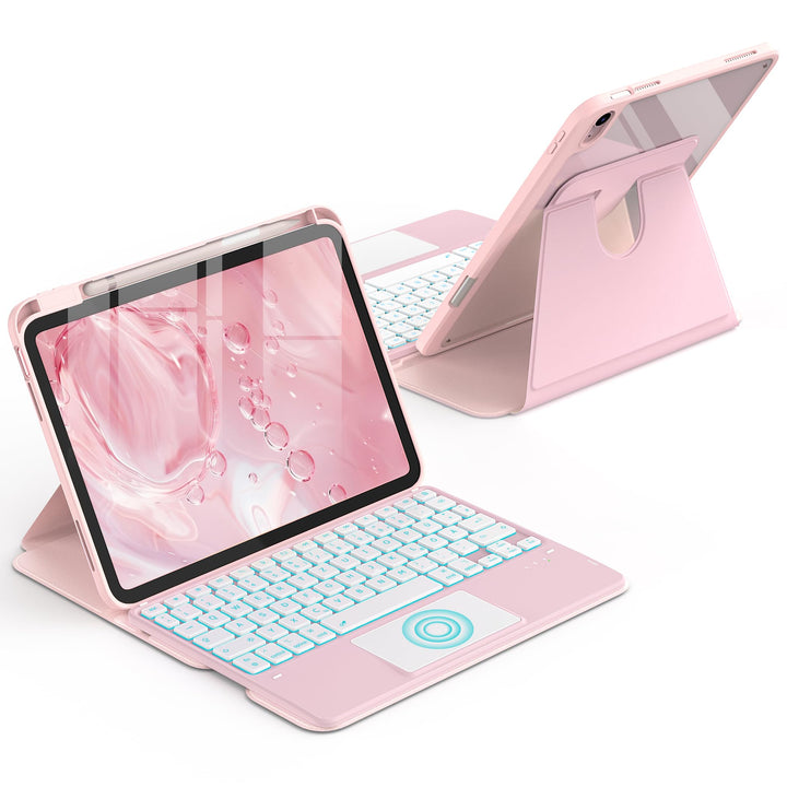CACOE Drehbare Hülle mit Tastatur für iPad (A16) 11/10 Generation (11/10.9 Zoll) 2025/2022 mit Touch