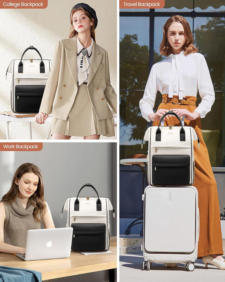 LOVEVOOK Rucksack Damen 15,6 Zoll Laptop Arbeitstasche Backpack Women Wasserdichter Handtasche Handg
