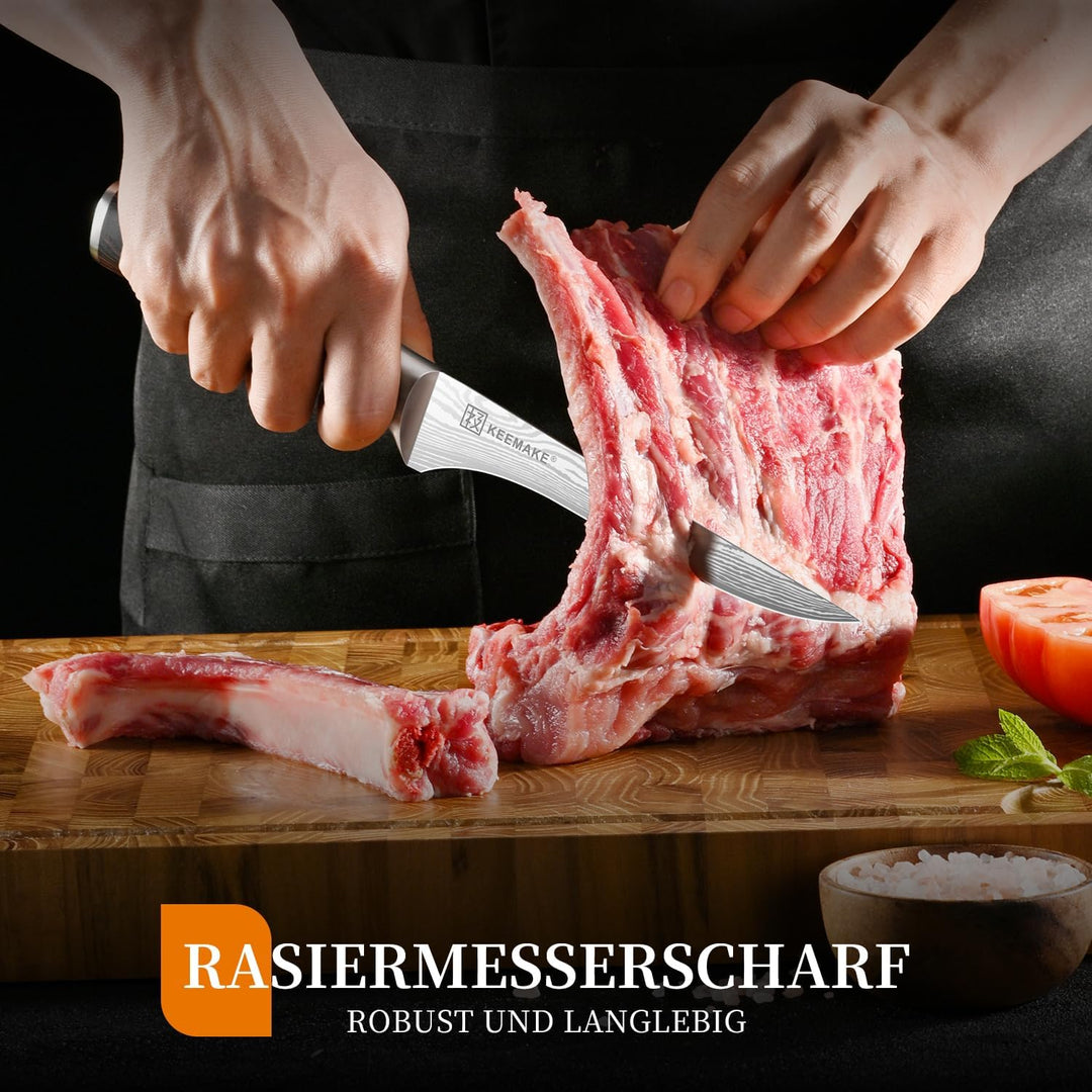 KEEMAKE Küchenmesser Filetiermesser Extrem Scharf, 15cm Profi Fischmesser Ausbeinmesser aus Edelstah