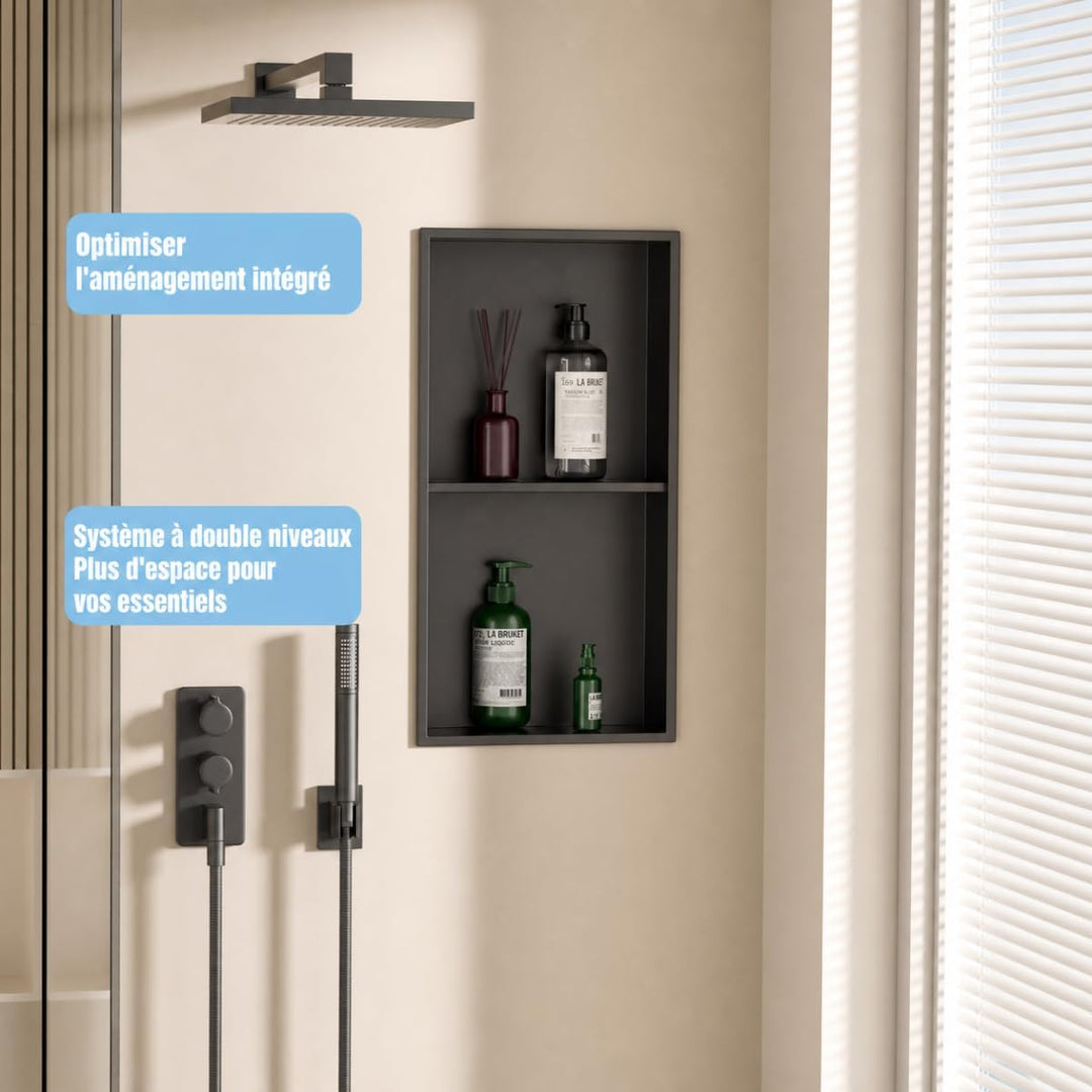 IKITRAEE Edelstahl Einbaunische Badezimmer Wandnische für Dusche，Integrierte Fliesenlose Duschablage