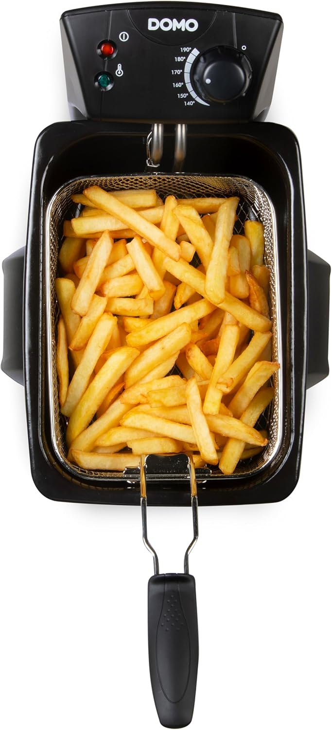 Elektrische Edelstahl Fritteuse, 3Liter Inhalt, starke 2000Watt Leistung, silber DOMO DO464FR