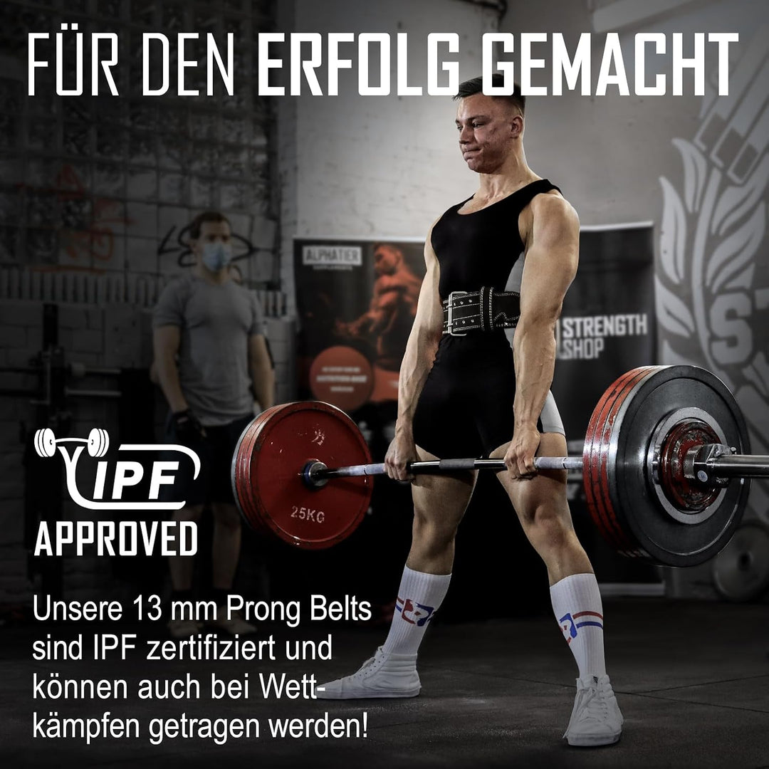 Strength Shop 13mm Prong Belt Gewichthebergürtel mit Schnallenverschluss, IPF-zertifiziert, Robuster