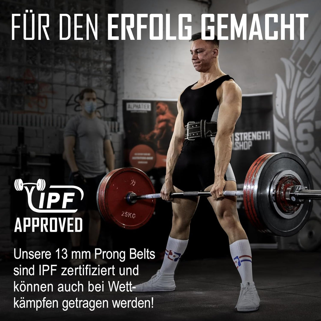 Strength Shop 13mm Prong Belt Gewichthebergürtel mit Schnallenverschluss, IPF-zertifiziert, Robuster