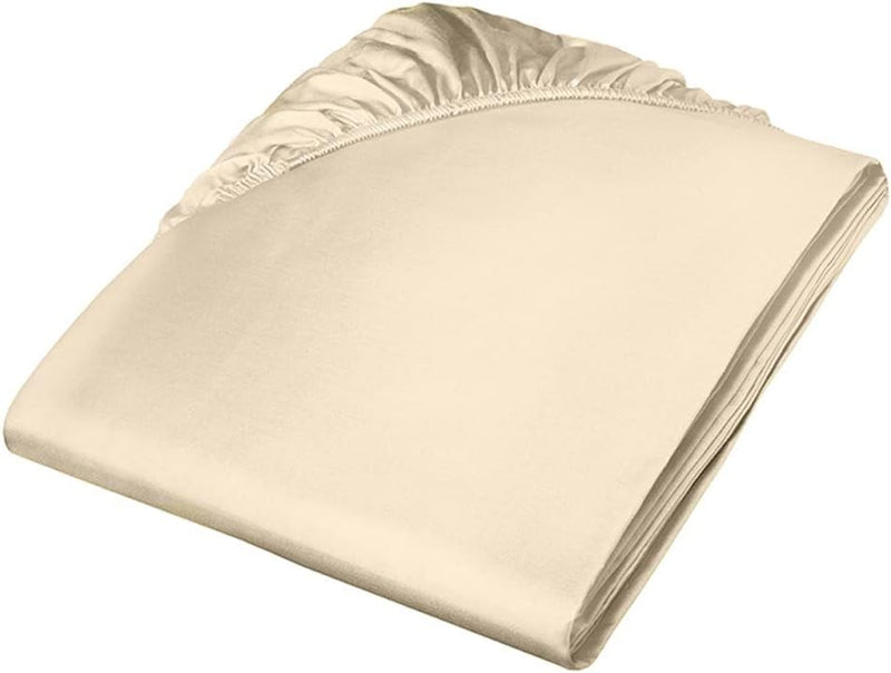 Fleuresse Colours Spannbettlaken, Uni-Mako-Satin, Sand, 100 x 200 cm Beige 100/200, Beige 100/200