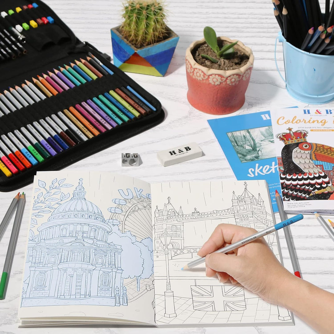 H & B Buntstift, Künstler-Buntstift, professionelles Zeichenstift-Set für Kinder, Künstler, Erwachse