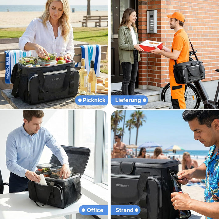 30L Kühltasche Gross Faltbar Kühlbox, Kühltasche für Essen & Getränke, Kühltasche Picknicktasche, Is