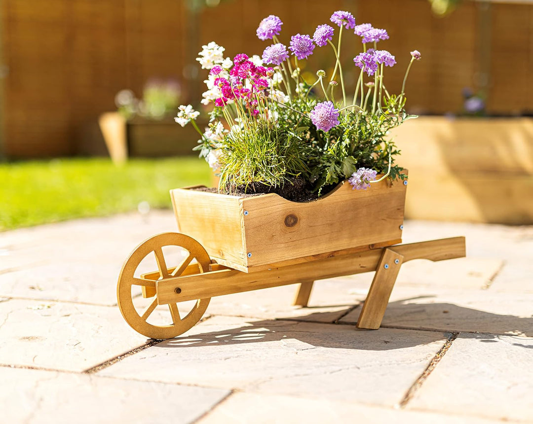 Homezone rustikale Holzschubkarre, Gartendekoration, Pflanzentrog, 70 cm
