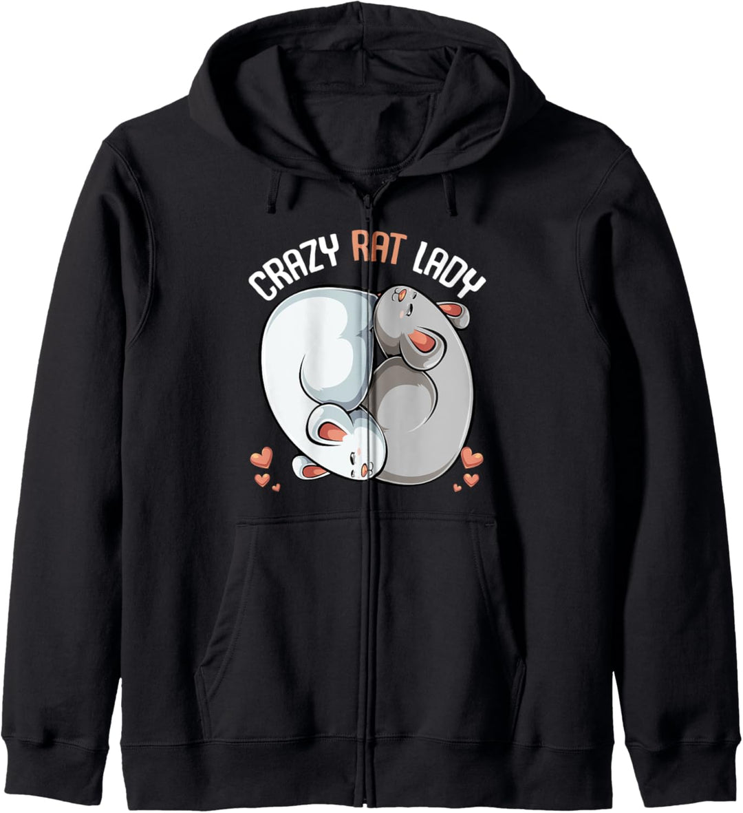 Crazy Rat Lady Ying Yang Ratte Nagetier Haustier Friede Kapuzenjacke