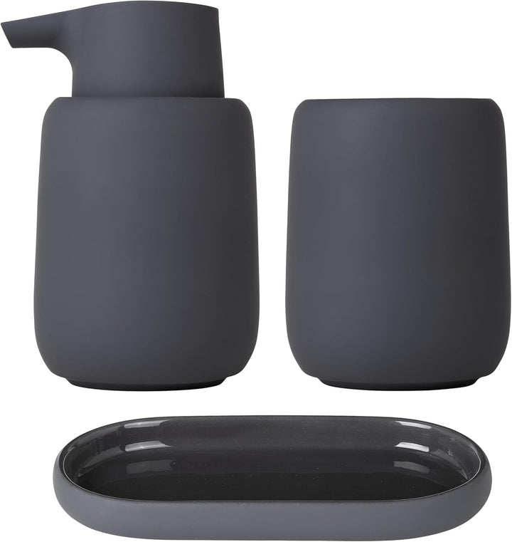 Blomus -SONO- Seifenspender aus Keramik, Magnet, Seifendosierer in edler Optik, mattiert, hochwertig