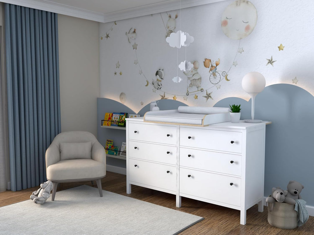 Wickelaufsatz mit Platte für Hemnes von IKEA, Wickeltischaufsatz für 50x160 cm Kommoden, Abnehmbar W