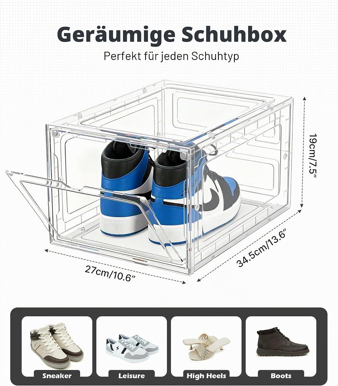 ADOV Schuhboxen, 6 Stück Schuhboxen Stapelbar für Männer Frauen und Kinder, Schuhorganizer Platzspar