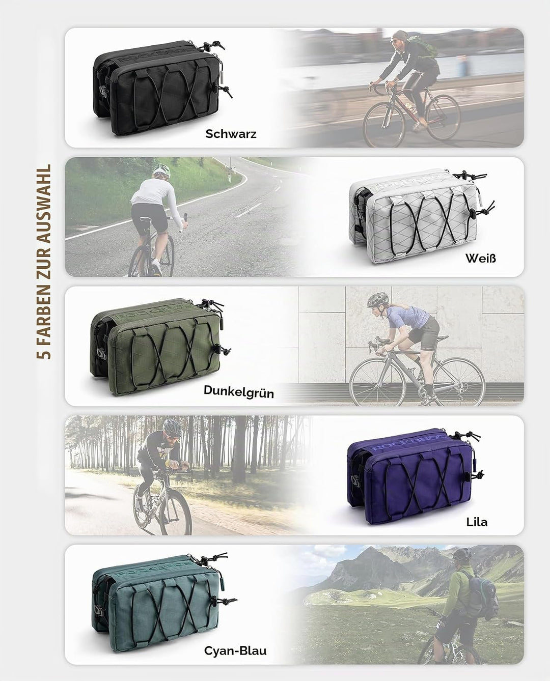 ROCKBROS Fahrrad Rahmentasche Fahrradtasche Rahmen Aufbewahrungstasche mit Schultergurt Oberrohrtasc