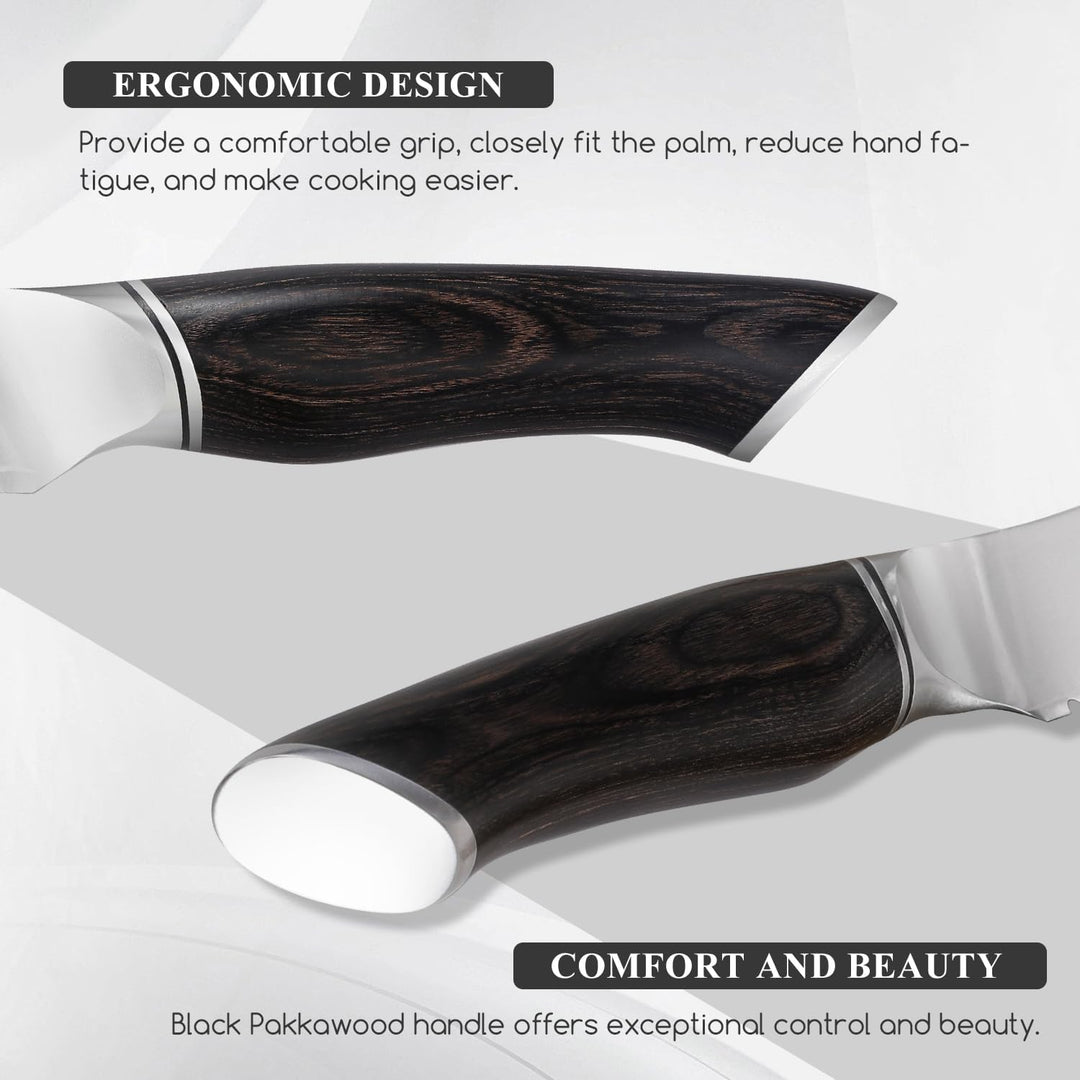 SHANGDAO Steakmesser-Set, 6 Stück, Messerset 12 cm, VG10-Kernstahl, Edelstahl-Steakmesser mit hohem