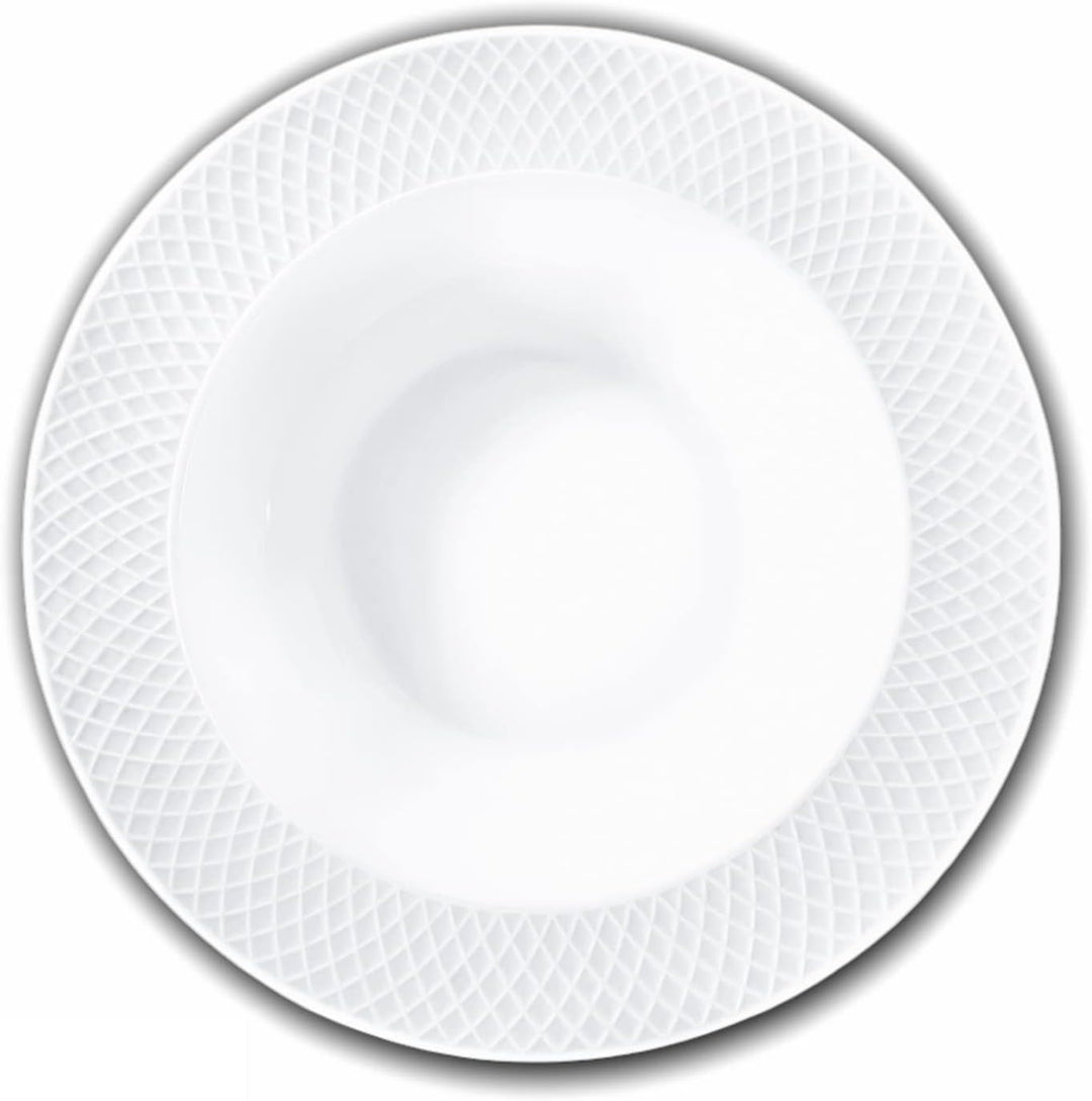 Wilmax | Teller - 6 Stück | Ø 22,5cm | Weisser Suppenteller aus Porzellan | Speiseteller | Spülmasch