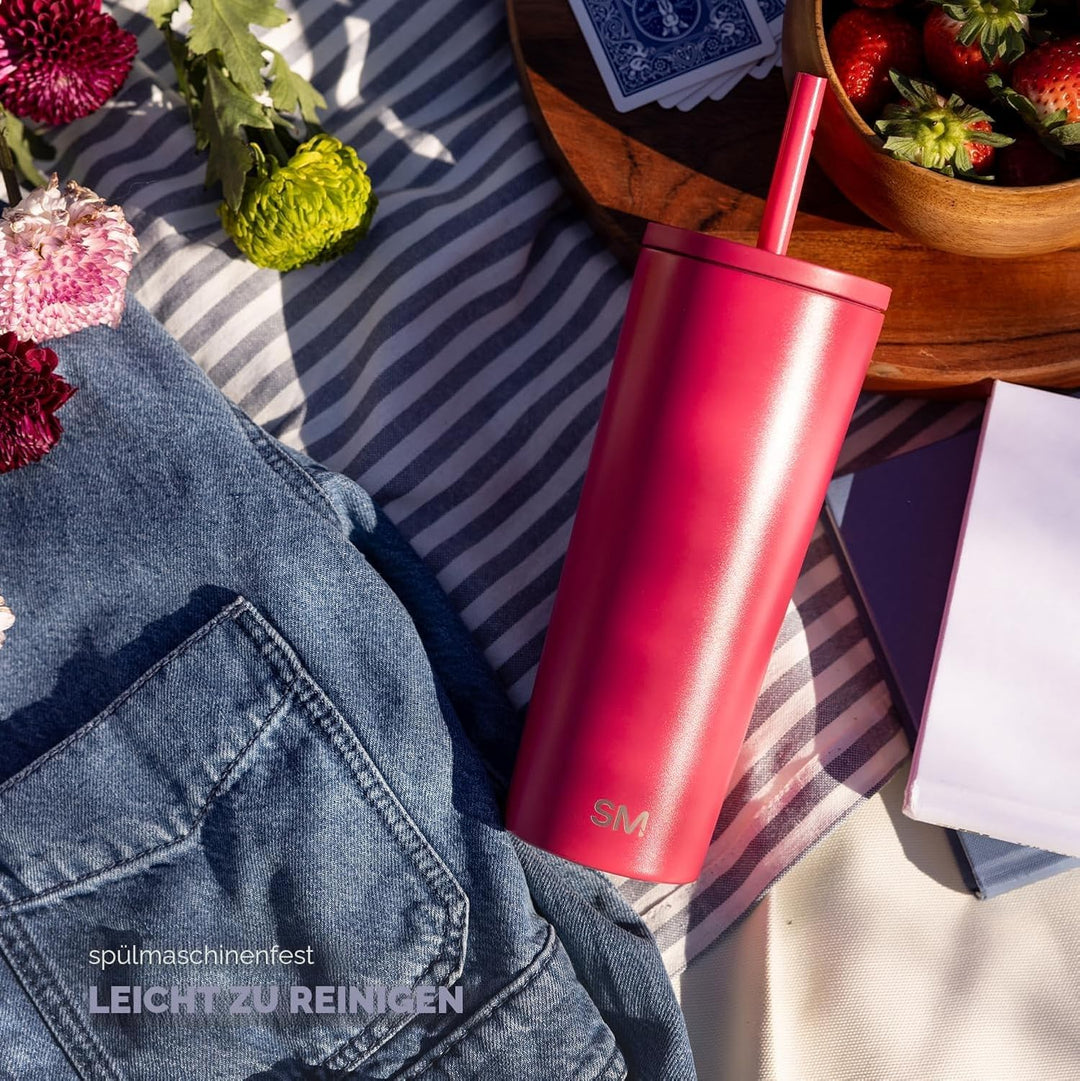 Simple Modern Insulated Tumbler with Lid and Straw | Iced Coffee Cup Reusable Stainless Steel Water