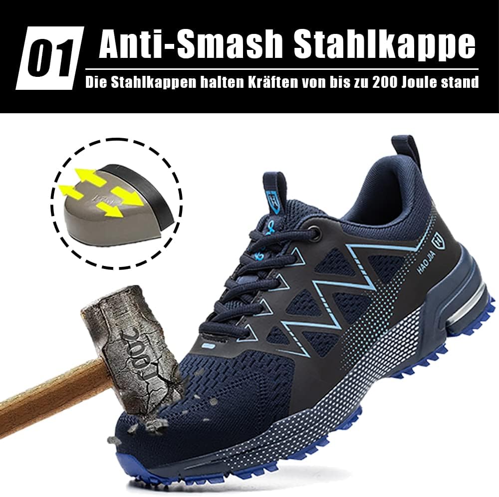 Sicherheitsschuhe Herren Atmungsaktiv Arbeitsschuhe Damen Leicht Sportlich Stahlkappenschuhe rutschf