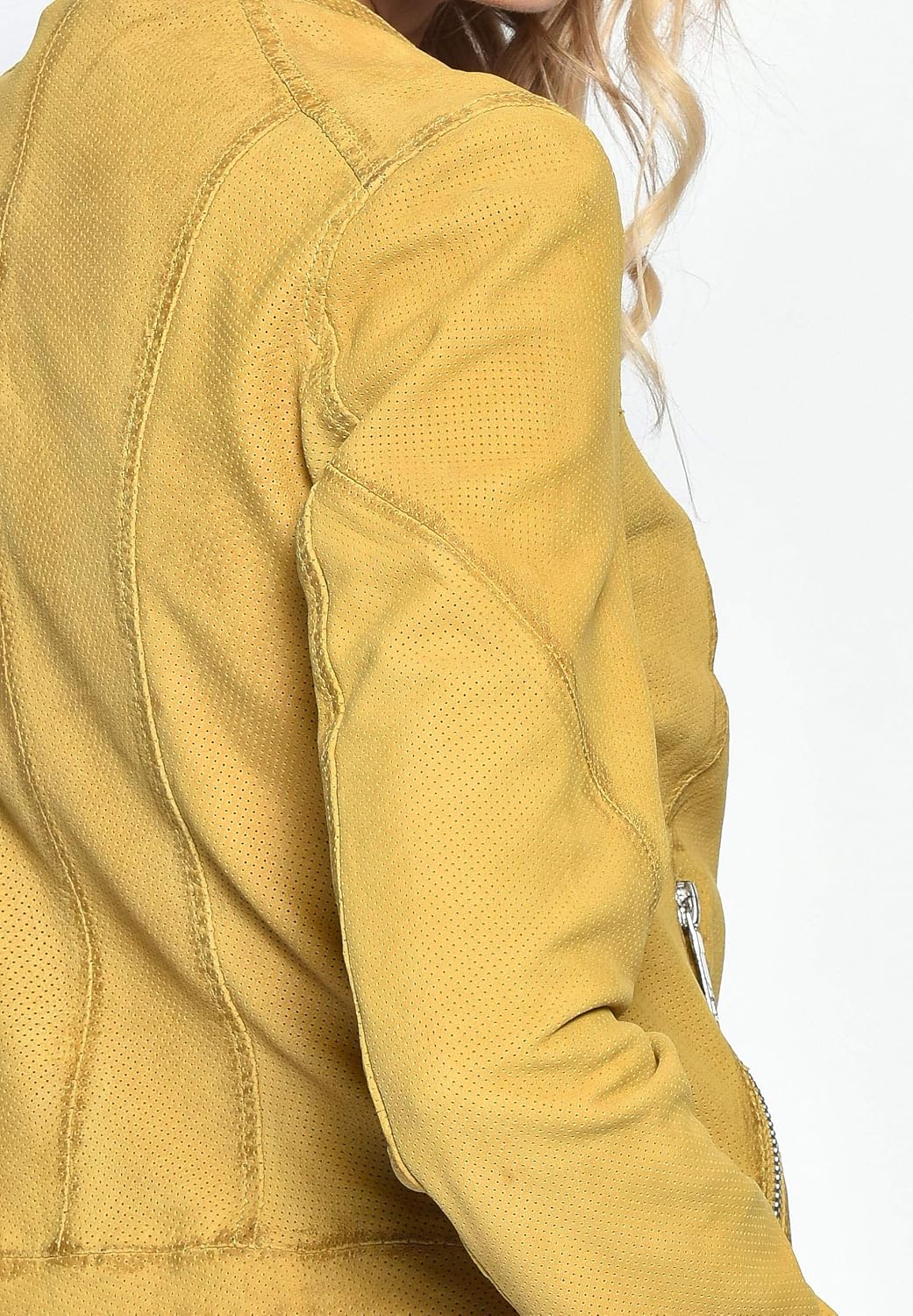 MAZE Damen Lederjacke Mabel S Gelb, S Gelb