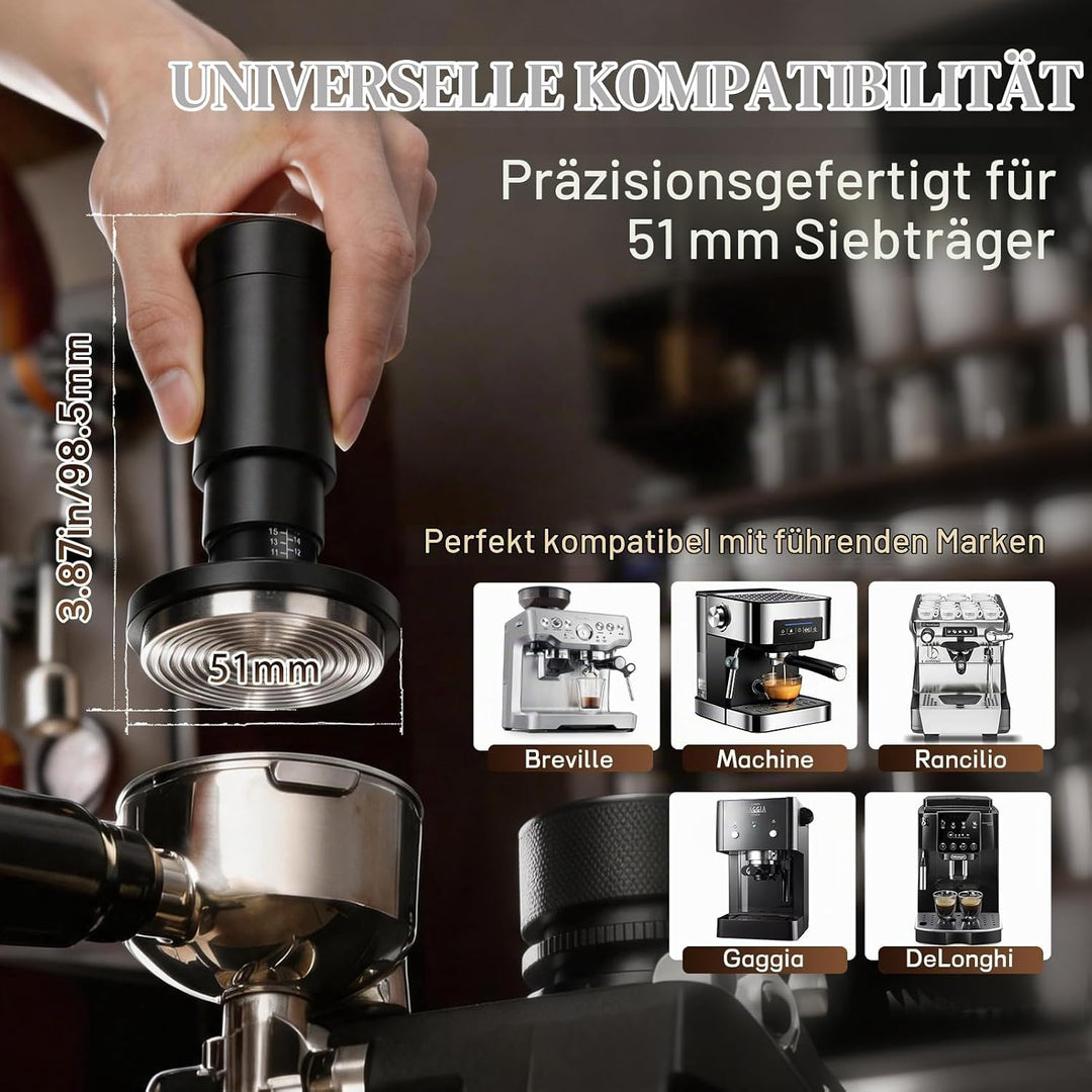 2-in-1 Espresso Tamper 51mm Kaffeeverteiler mit WDT Werkzeug, Einstellbares Espresso Tamper &amp; 8-Nade