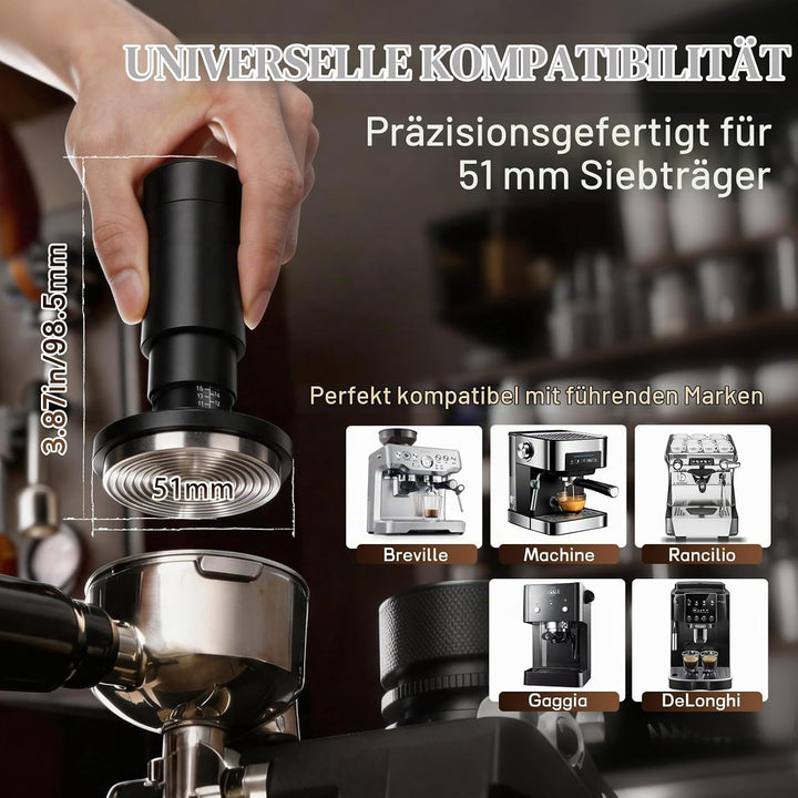 2-in-1 Espresso Tamper 51mm Kaffeeverteiler mit WDT Werkzeug, Einstellbares Espresso Tamper &amp; 8-Nade