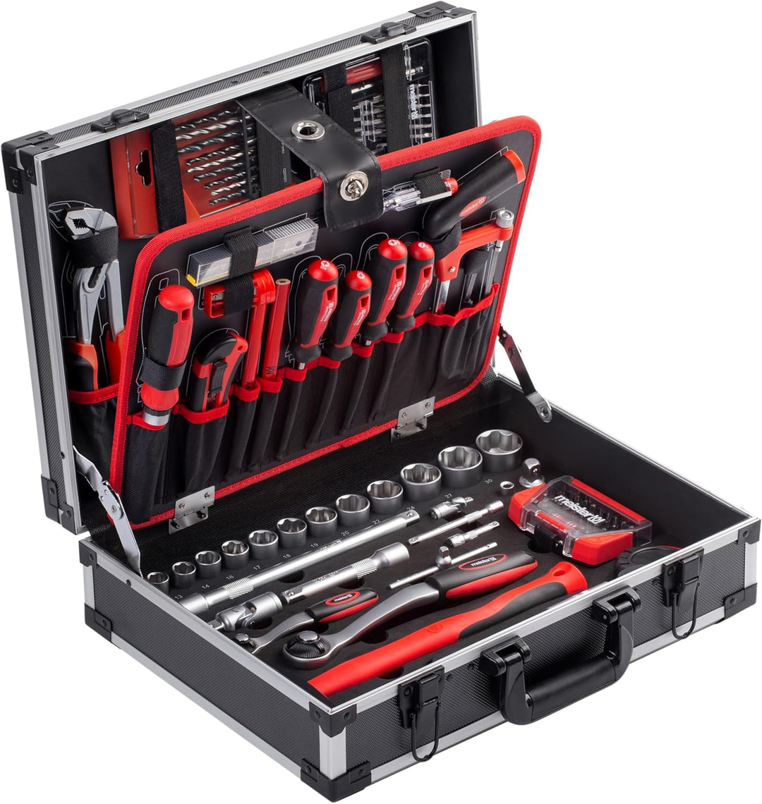 Meister Werkzeugkoffer 161-teilig - Stabiler Alu-Koffer -Set - Für Haushalt, Garage & Werkstatt/Prof