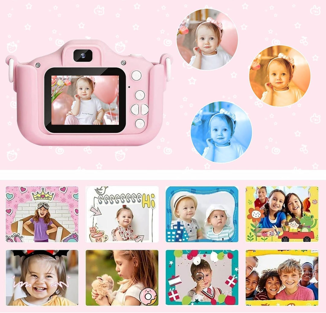Kinderkamera 1080P HD mit 2-Zoll-Bildschirm – Digitalkamera für Kinder mit 32 GB Speicherkarte, USB