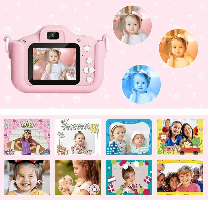 Kinderkamera 1080P HD mit 2-Zoll-Bildschirm – Digitalkamera für Kinder mit 32 GB Speicherkarte, USB