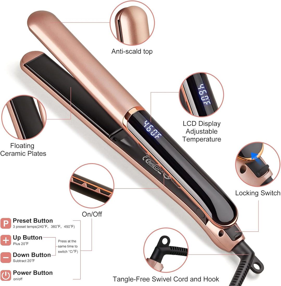 Haarglätter, JAETON Professioneller 2 in 1 Keramik Glätteisen Locken und Glätten, 30s Schnellaufheiz