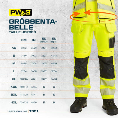 Portwest PW3 Warnschutzhose, Grösse: 36, Farbe: Orange/Schwarz, T501OBR36