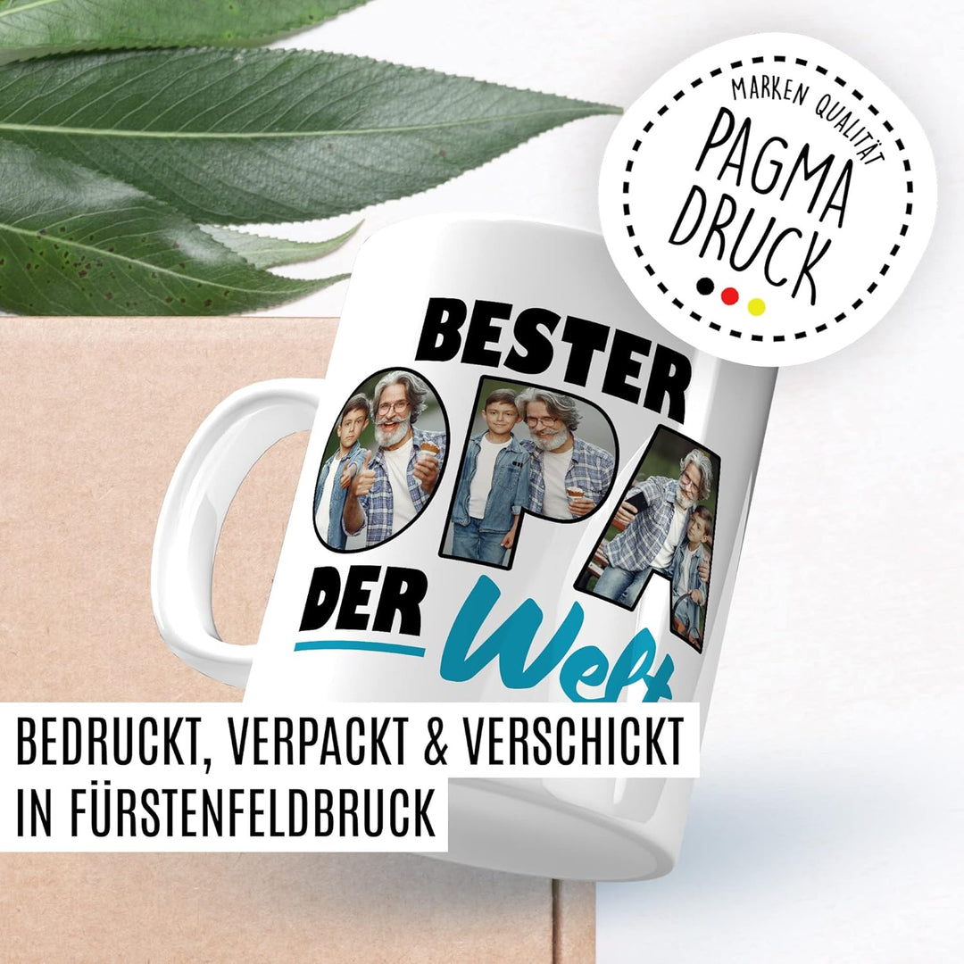 Opa Tasse personalisierbar mit Bild, Bester Opa der Welt, Geschenk personalisiert Grossvater Spruch