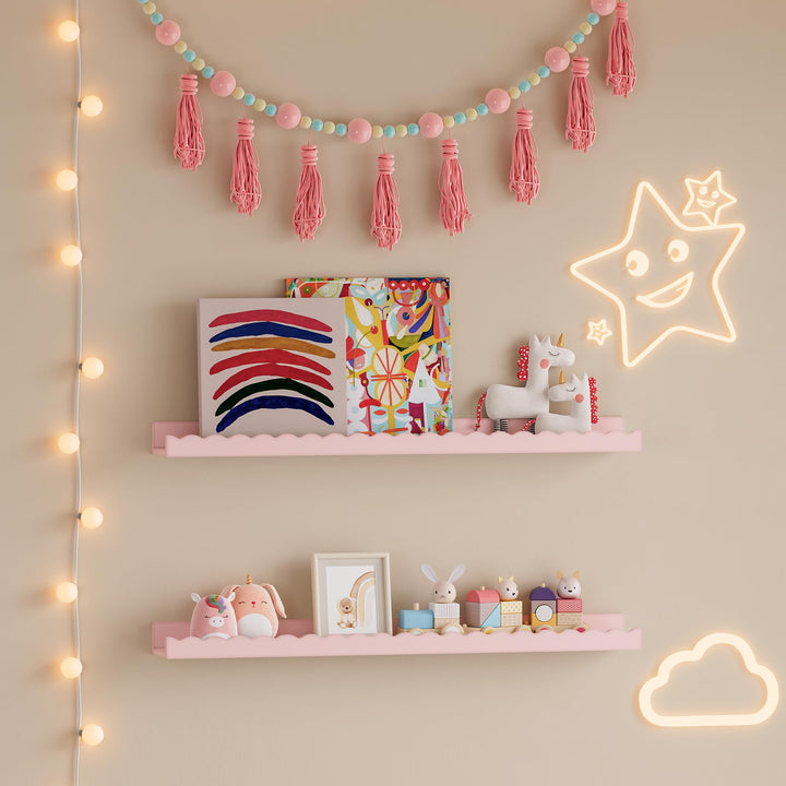[en.casa] Wandregal für Kinder Vestnes Schweberegal Kinderzimmer Regale im 2er Set Ablagen in Wellen