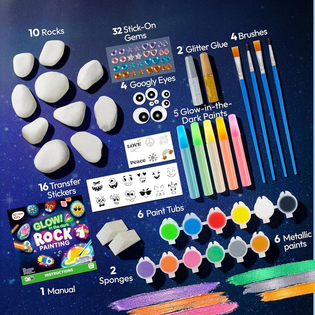 JOYIN Steine Bemalen Set Bastelset Kinder ab 6-12Jahre,Kreativ Steinmalerei,Bastelset Steine Malen S