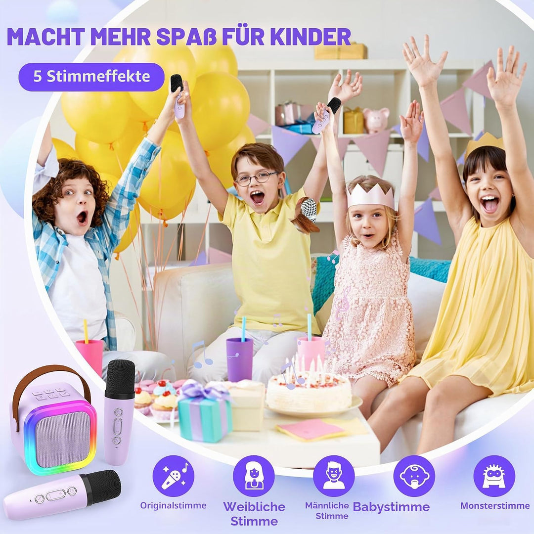 Karaoke-Maschine für Kinder Erwachsene, tragbare Kinder Karaoke-Lautsprecher mit drahtlosem Mikrofon