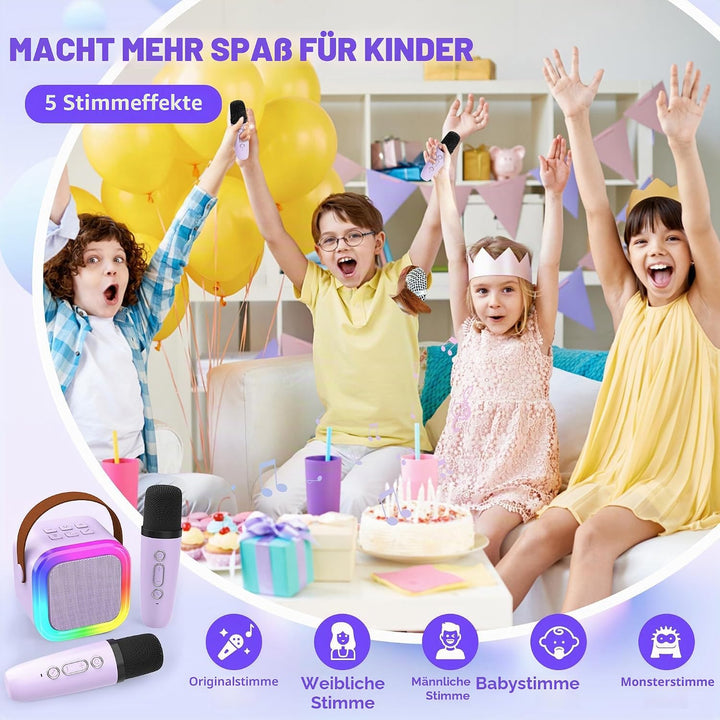 Karaoke-Maschine für Kinder Erwachsene, tragbare Kinder Karaoke-Lautsprecher mit drahtlosem Mikrofon