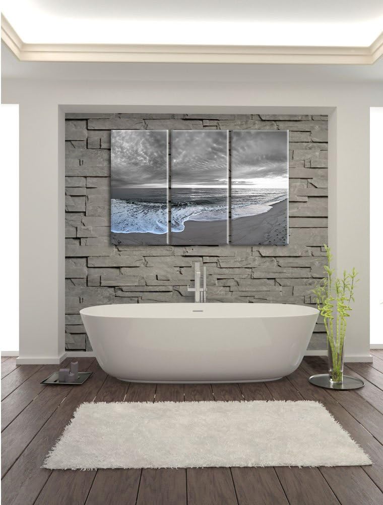 Pixxprint Strandufer B&W Detail 3-Teiler Leinwandbild 120x80 Bild auf Leinwand