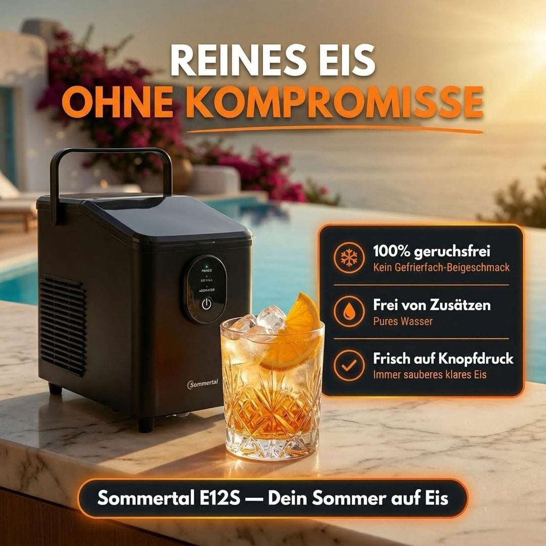 Sommertal Eiswürfelmaschine EM12C - Note 1,3 Warentest, Ice Maker mit schneller Eisherstellung ab 6