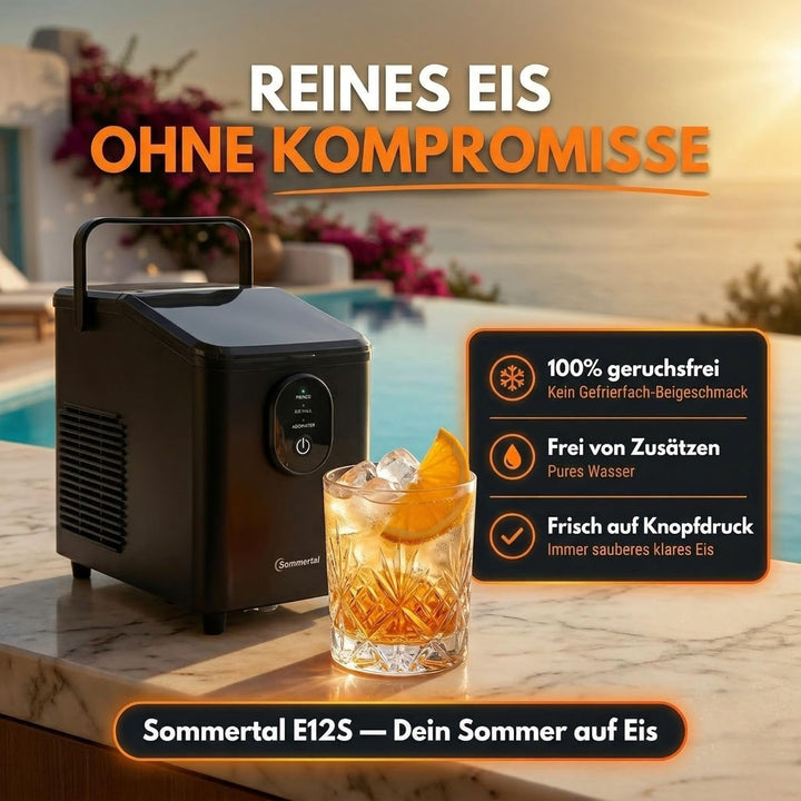 Sommertal Eiswürfelmaschine EM12C - Note 1,3 Warentest, Ice Maker mit schneller Eisherstellung ab 6