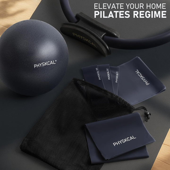 Pilates Set | 15in/ 38cm Pilates Ringe mit 1x Klein Pilates Ball, 3X Widerstandsbänder und 2X Stretc