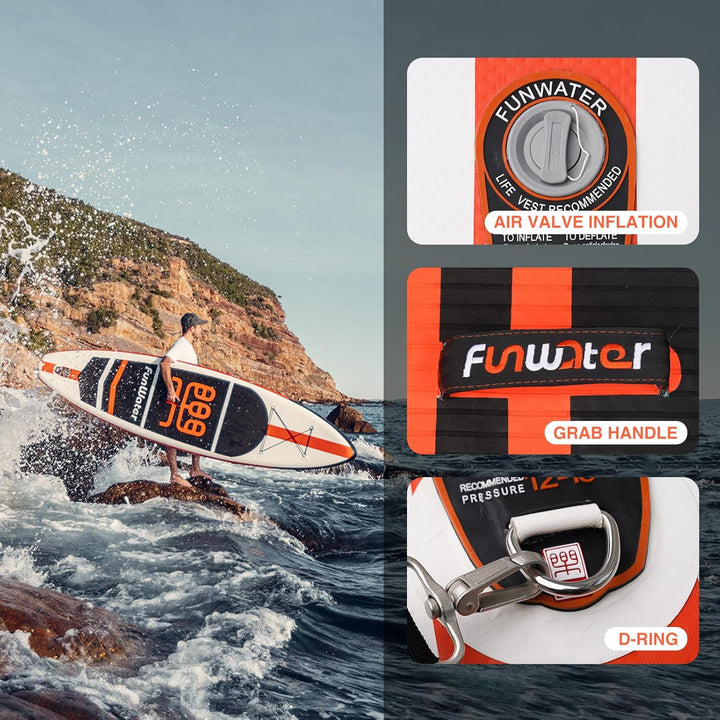 FunWater Aufblasbares Stand Up Paddle Board Surfbrett SUP Komplettes Paddleboard Zubehör Verstellbar