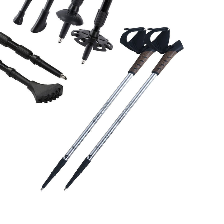 Alu Nordic Walking Teleskop Stöcke inkl. 12 Aufsätze Wanderstöcke Trekkingstock Aluminium Trekking W