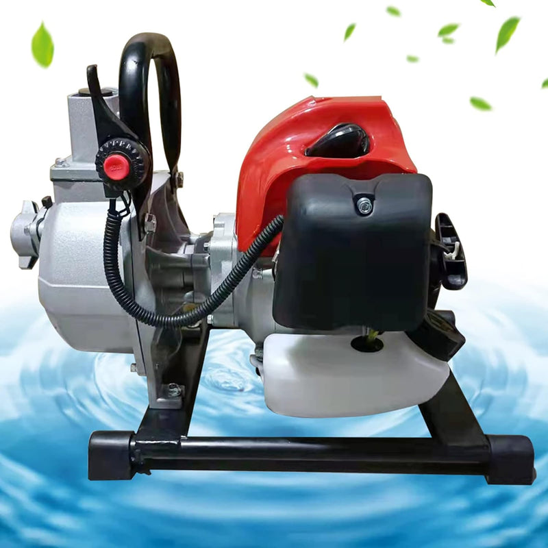 Benzin Wasserpumpe, 42.5cc 2 Takt Tragbare Benzin Wasserpumpe 1450W Benzin Teichpumpe Gartenwasserpu