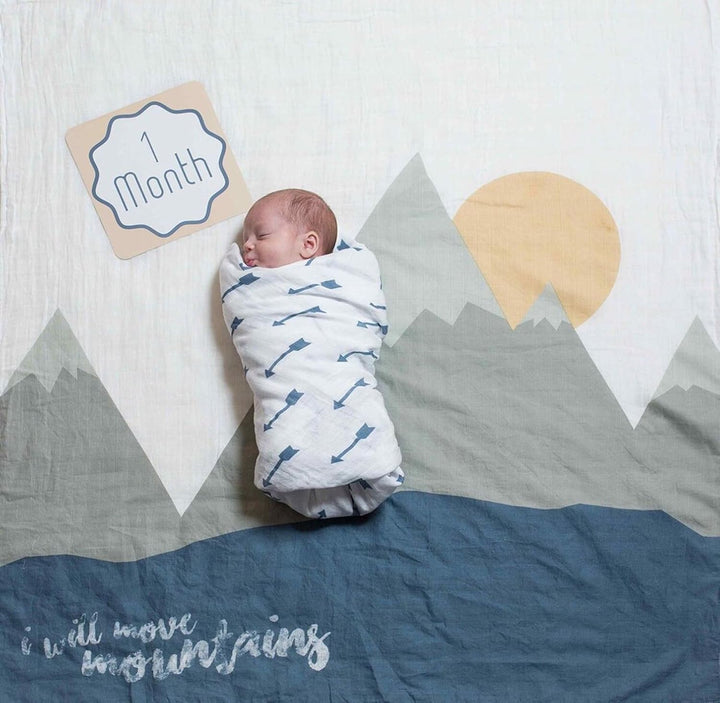 lulujo Baby's First Year Meilenstein-Decke und Karten-Set | 101,6 x 101,6 cm (I Will Move Mountains)