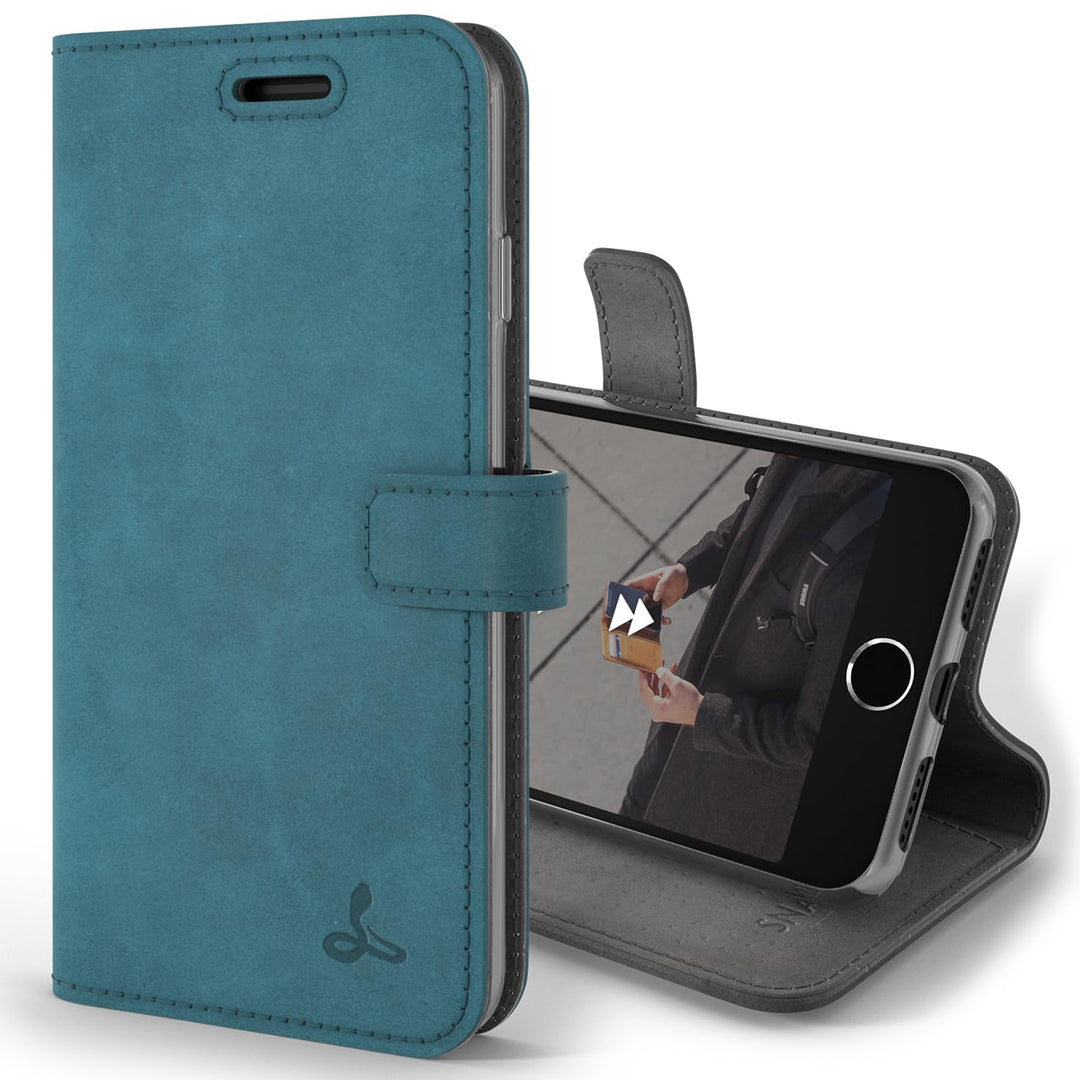 Snakehive iPhone SE 2022/2020 und iPhone 7/8 Hülle Leder | Stylische Handyhülle mit Kartenhalter & S
